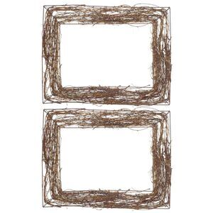 8455 2PCS Rattan Wreaths Garland Square Grapevine Wreath Frames Form Wire